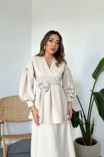 Toptan Bej Gül Detaylı Takım