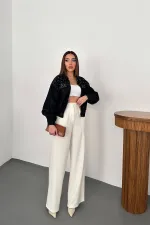 Veste courte en jean bleu délavé en gros