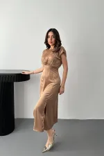 Wholesale Helen Dress with Mink Skirt and Slit