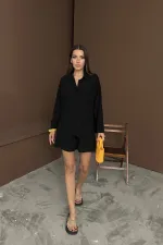 Toptan Siyah Alaçatı Keten Takım