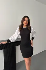 Robe à manches Atlas en dacron noir en gros