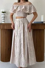 Toptan Vizon Gipeli Bluz Etek Takım