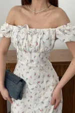 Toptan Lila Çiçekli Yazlık Elbise