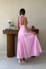 Wholesale Pink Strappy Linen Dress