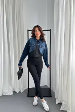 Veste en denim noir Scuba Garnish en gros