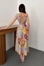 Robe d'été bleue à motif floral en gros