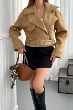 Toptan Camel Kuşgözü Kaşe Manto