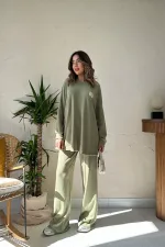 Ensemble pull et pantalon en velours côtelé classique Mint en gros