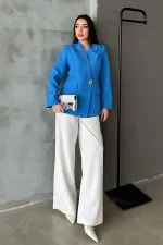 Toptan Bebe Mavi Belden Oturtmalı Blazer Ceket