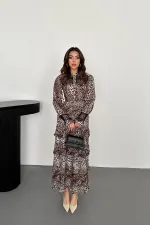 Robe élastique plissée léopard en gros