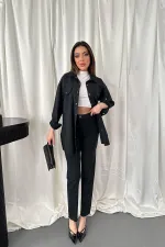 Ensemble chemise noire et pantalon à pression en gros