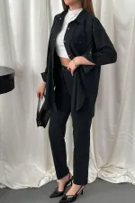 Ensemble chemise noire et pantalon à pression en gros