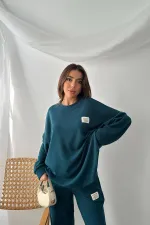Ensemble pull et pantalon côtelé classique Petrol en gros