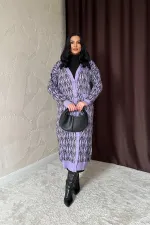 Toptan Lila Düğmeli Triko Hırka