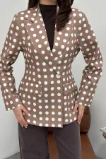 Veste blazer camel à pois en gros