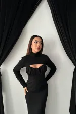 Robe noire à bonnets en gros