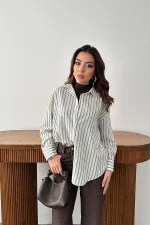 Toptan Yeşil Çizgili Gömlek