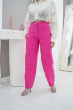 Pantalon taille haute fuchsia en gros