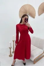 Robe longue en satin rouge en gros