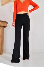 Toptan Siyah İspanyol Paça Pantolon