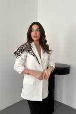 Veste Atlas écrue à manches froncées en gros