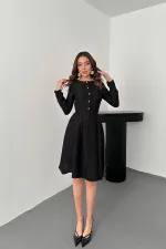 Toptan Siyah Kısa Klasik Elbise