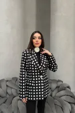 Veste blazer noire à pois en gros