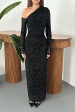 Toptan Siyah Transparan Elbise