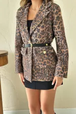 Vente en gros de vestes léopard ceinturées dorées...