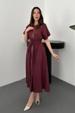 Toptan Bordo Gömlek Elbise