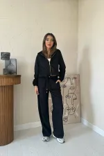 Toptan Siyah İnce Kadife Takım