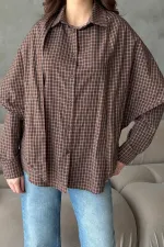 Chemises marron oversize en gros avec détail châle