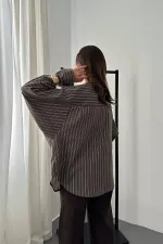 Chemise décontractée à rayures marron en gros