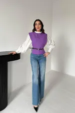 Toptan Mor Kemerli Gömlek Ve Panço Takım