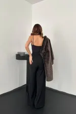 Toptan Siyah Yanları Piliseli Pantolon