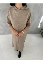 Robe à capuche beige en acrylique en gros