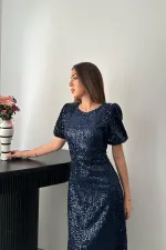 Toptan Lacivert Pulpayet Elbise