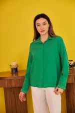 Chemise Jessica Stone verte à poignets larges en gros