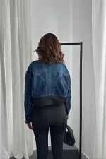 Veste en denim noir Scuba Garnish en gros