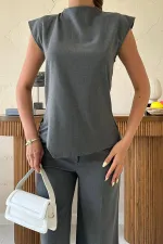 Ensemble de chemises à boutons de manchette gris Zero en gros