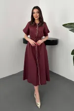 Toptan Bordo Gömlek Elbise