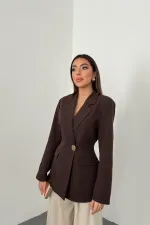 Veste blazer marron cintrée en gros