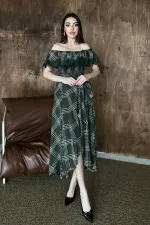 Robe en dentelle à carreaux kaki en gros