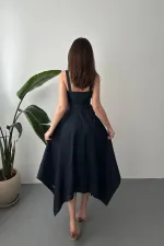Robe en jean bleu asymétrique en gros