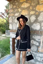 Veste en daim noir rayée et garnie, en gros