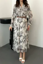 Toptan Siyah Biye Detaylı Elbise