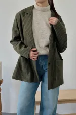 Veste oversize rayée kaki en gros