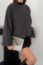 Toptan Füme Peluş Kısa Ceket