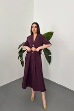 Wholesale Plum Single Button Short Jacket and Skirt Set