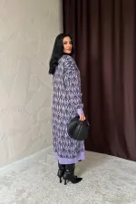 Toptan Lila Düğmeli Triko Hırka